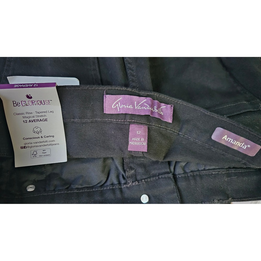 GLORIA VANDERBILT Amanda Slimming Jeans‎ Size 12 Black NWT Classic Rise - Picture 5 of 6